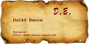 Dalkó Bence névjegykártya